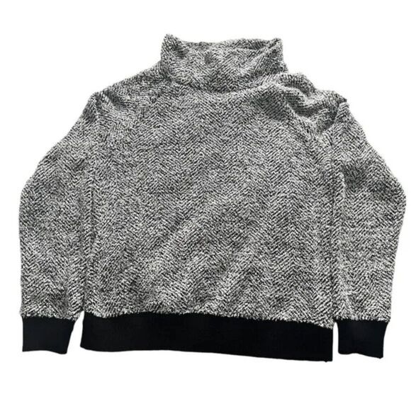 LOFT Outlet Lounge Cuffed Sweater | Women’s Medium Black & White - Picture 1 of 4